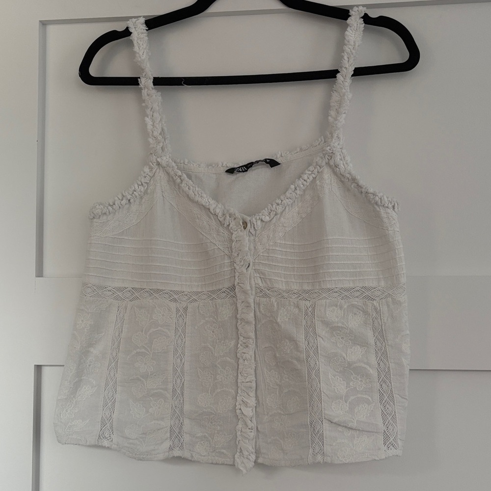 Zara White Lace Camisole Top